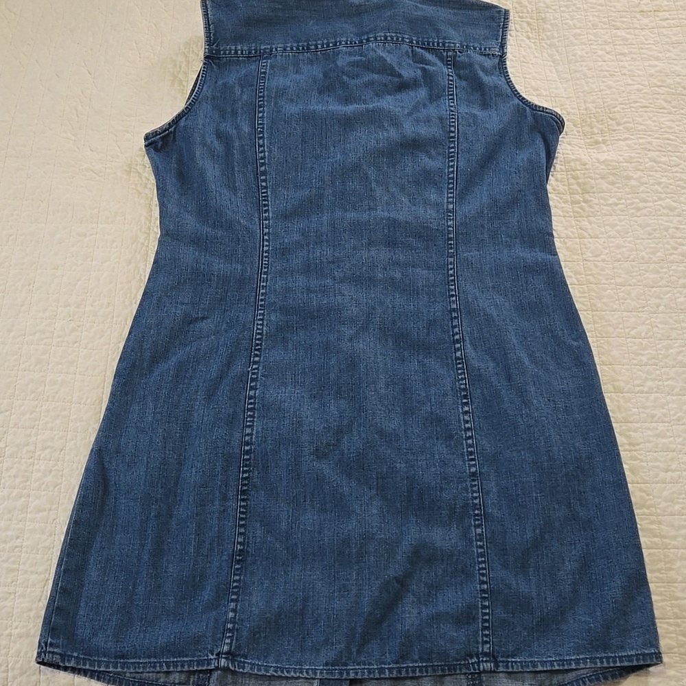 Banana Republic New With Tags Seamed Denim Midi Dress Pockets Medium Sleeveless - Picture 8 of 9